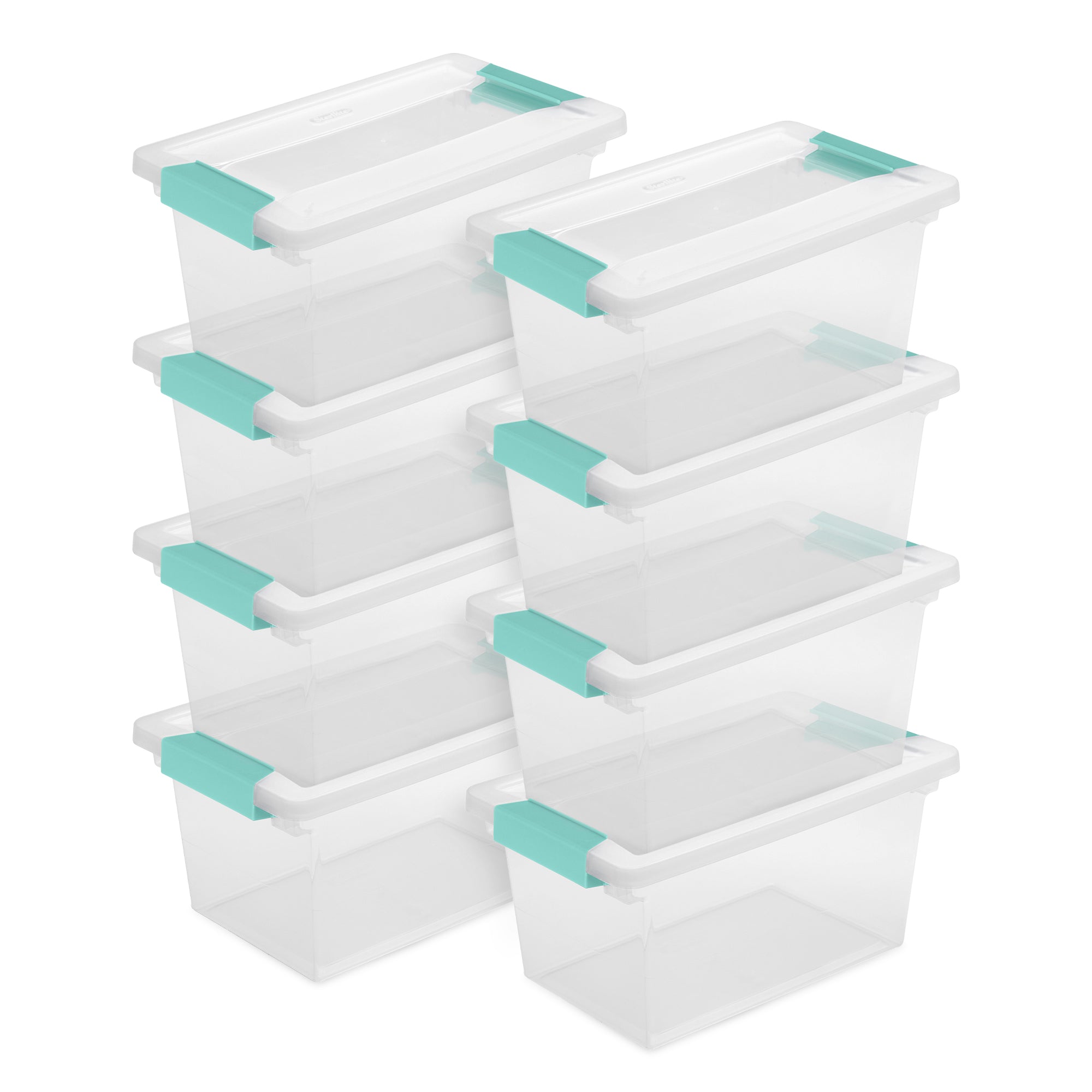 Sterilite Plastic Medium Clip Storage Box Container with Latching Lid, 8 Pack - VMInnovations