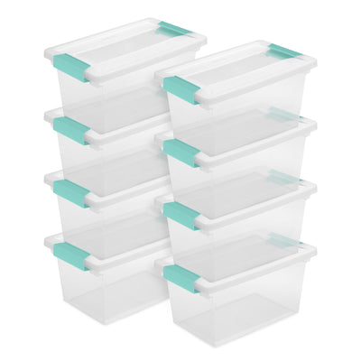 Sterilite Plastic Medium Clip Storage Box Container with Latching Lid, 8 Pack - VMInnovations