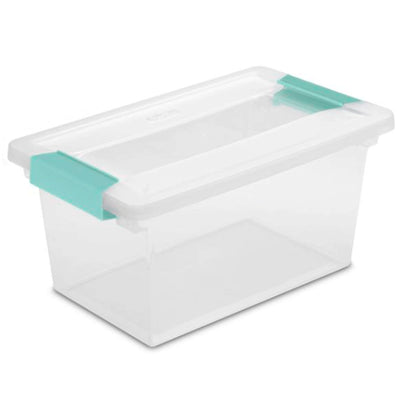 Sterilite Plastic Medium Clip Storage Box Container with Latching Lid, 16 Pack