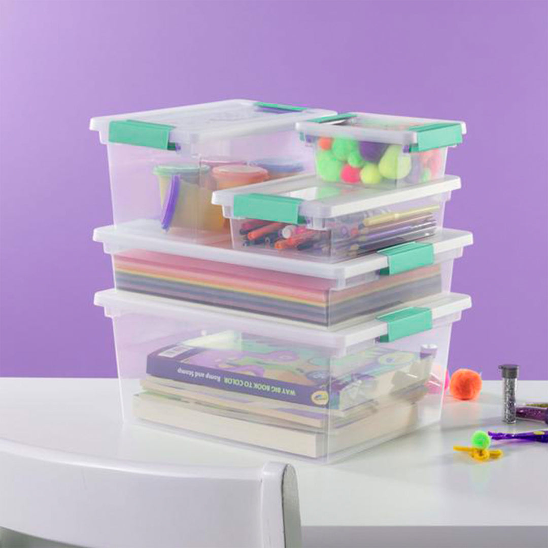 Sterilite Plastic Medium Clip Storage Box Container with Latching Lid, 16 Pack