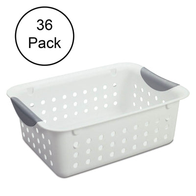 Sterilite 16228012 Small Ultra Plastic Storage Organizer Basket, White (36 Pack)