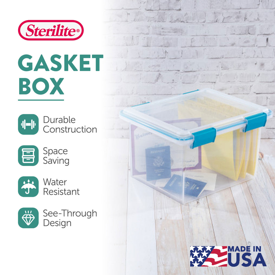 Sterilite 32 Quart Clear Stacking Storage Container with Gasket Lid, 12 Pack