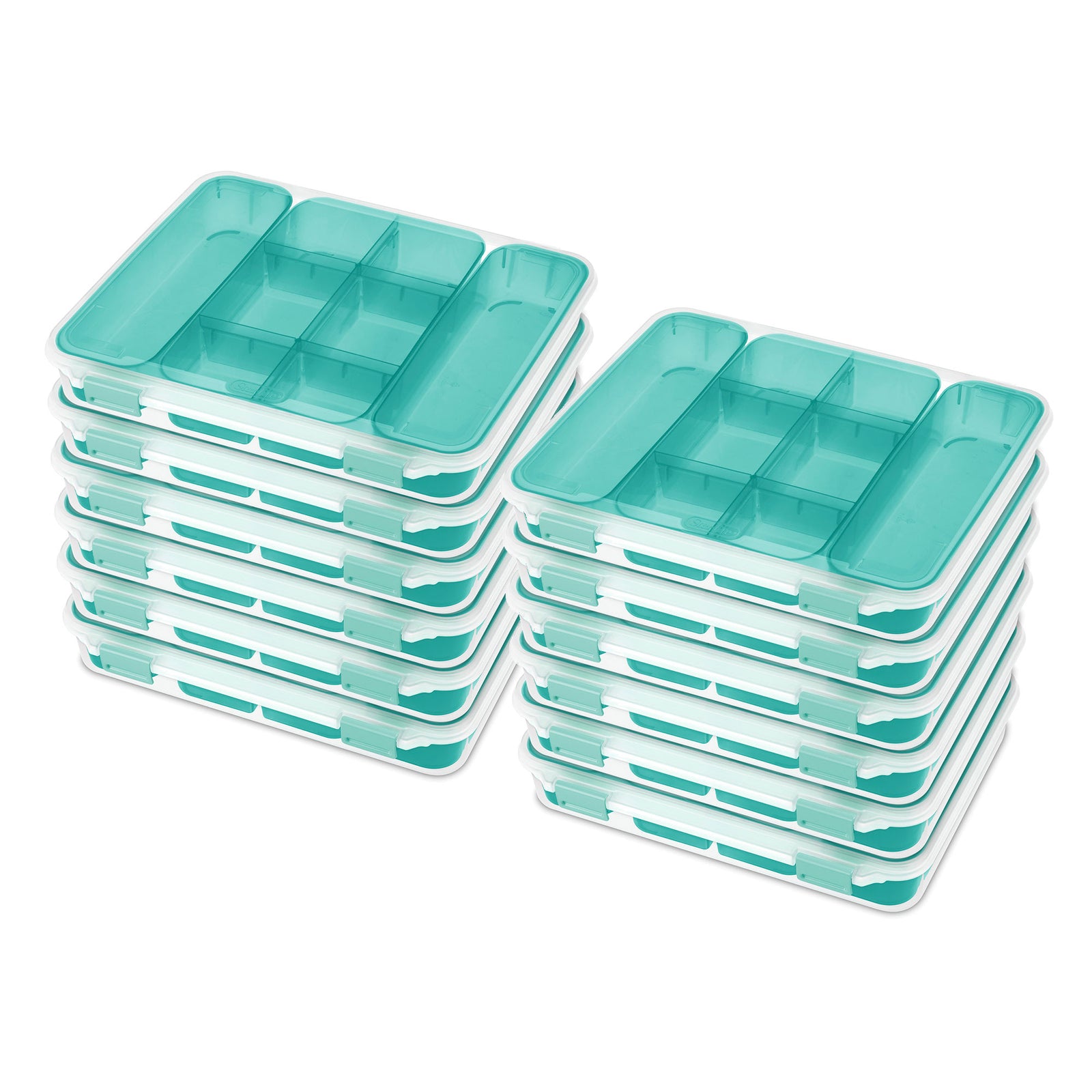 Sterilite Divided Case Stackable Plastic Small Storage Lidded Container, 12 Pack - VMInnovations
