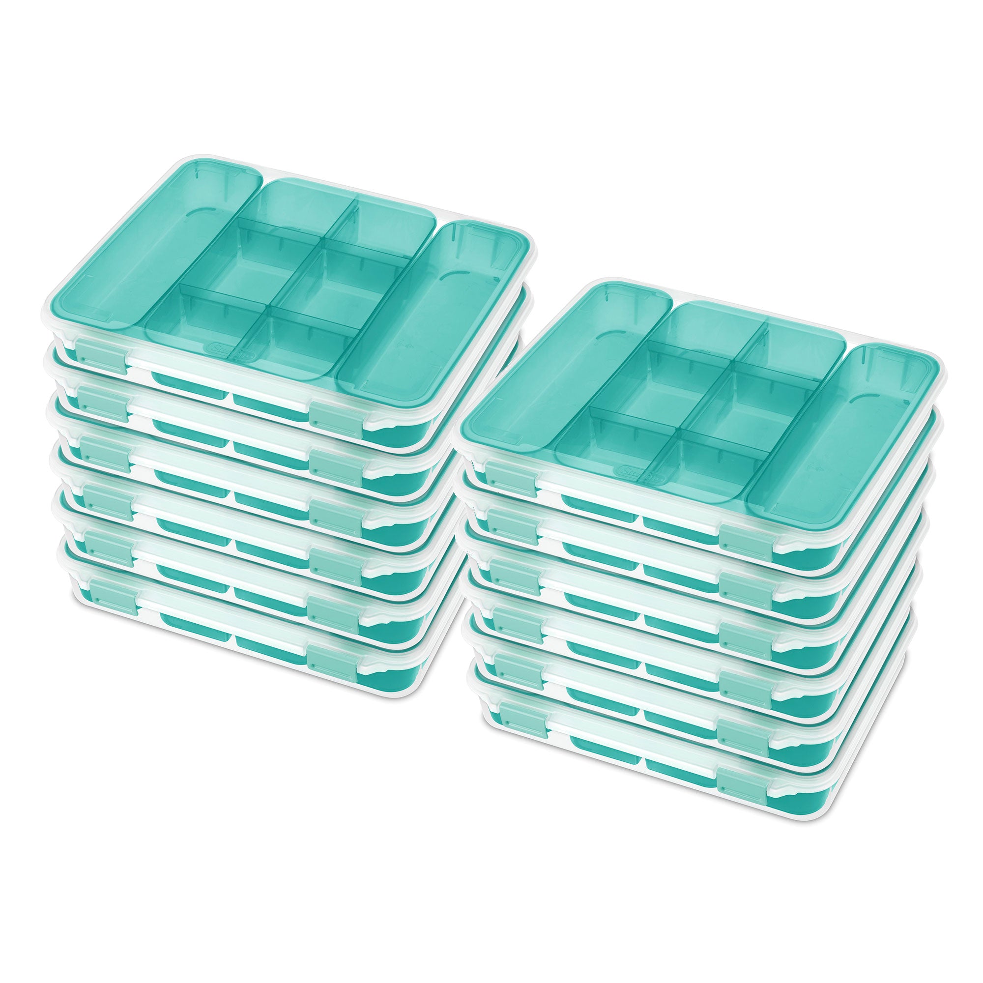 Sterilite Divided Case Stackable Plastic Small Storage Lidded Container, 12 Pack - VMInnovations