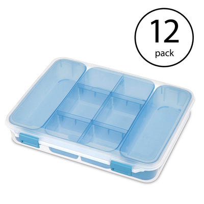 Sterilite Divided Case Stackable Plastic Small Storage Lidded Container, 12 Pack