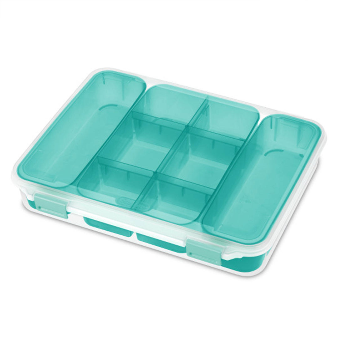 Sterilite Divided Case Stackable Plastic Small Storage Lidded Container, 12 Pack