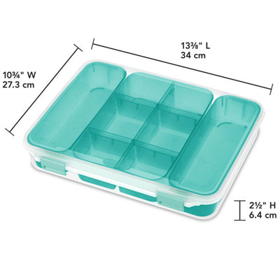 Sterilite Divided Case Stackable Plastic Small Storage Lidded Container, 6 Pack