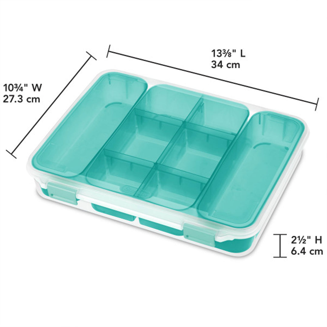 Sterilite Divided Case Stackable Plastic Small Storage Lidded Container, 6 Pack - VMInnovations