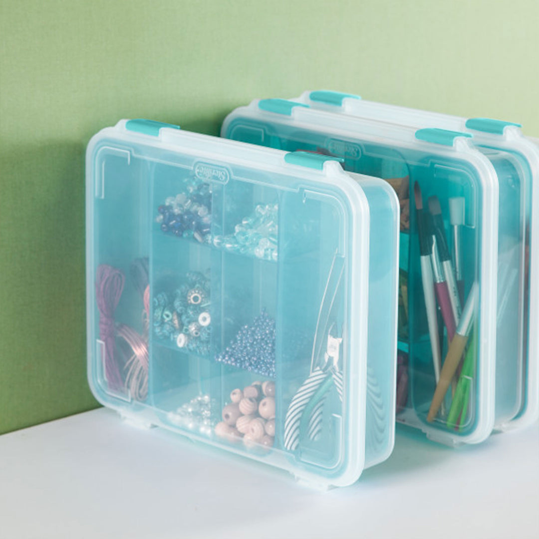 Sterilite Divided Case Stackable Plastic Small Storage Lidded Container, 6 Pack - VMInnovations