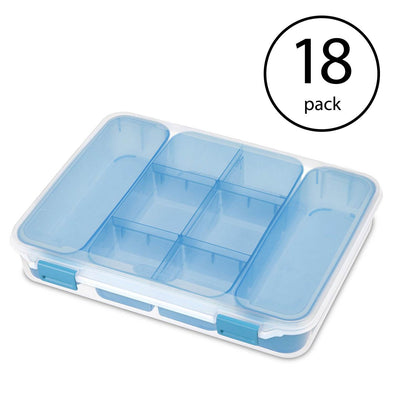 Sterilite Divided Case Stackable Plastic Small Storage Lidded Container, 18 Pack