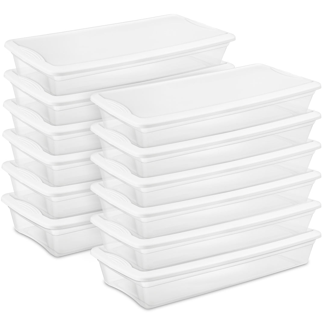 Sterilite 41 Quart Lightweight Under Bed Storage Box Container with Lid, 12 Pack