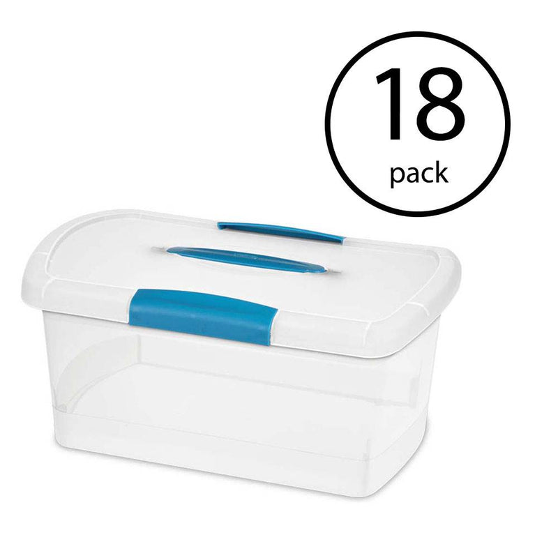 Sterilite Medium Nesting ShowOffs, Stackable Storage Bin with Latch Lid, 18 Pack - VMInnovations