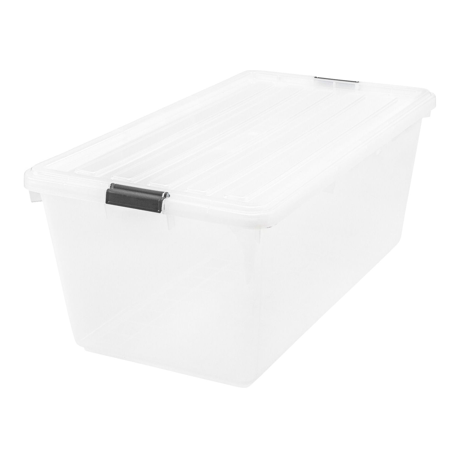 IRIS USA 585395 91 Qt Buckle Down Storage Box Container with Lid, Clear (4 Pack)