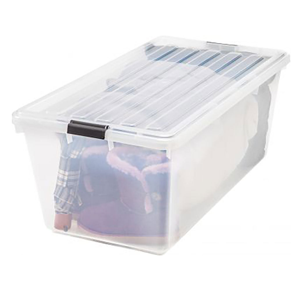 IRIS USA Large 91 Quart Clear Plastic Latched Stack Storage Container Box