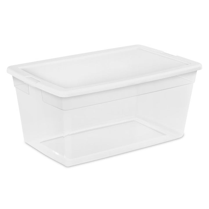 Sterilite 90 Qt Storage Box, Stackable Bin with Lid, Plastic Container, 4 Pack