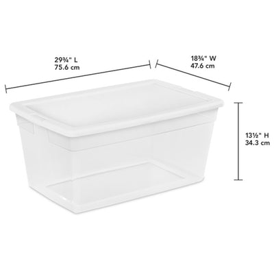 Sterilite 90 Quart Storage Box Container with Clear Base & White Lid, (8 Pack)