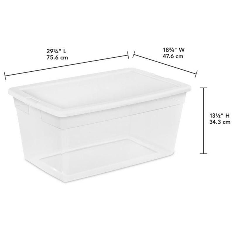 Sterilite 90 Quart Storage Box Container with Clear Base & White Lid, (8 Pack)