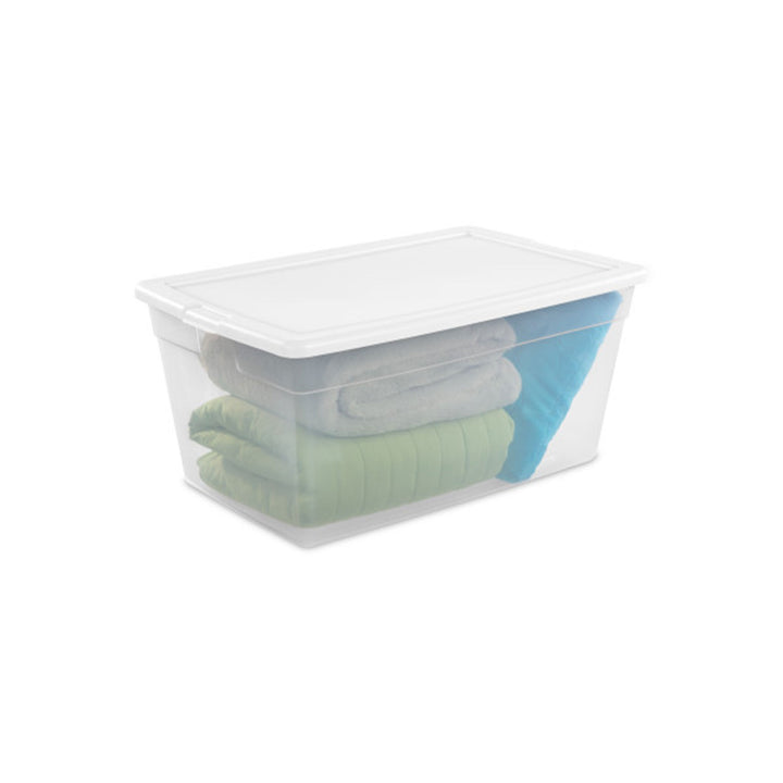Sterilite 90 Quart Storage Box Container with Clear Base & White Lid, (12 Pack) - VMInnovations