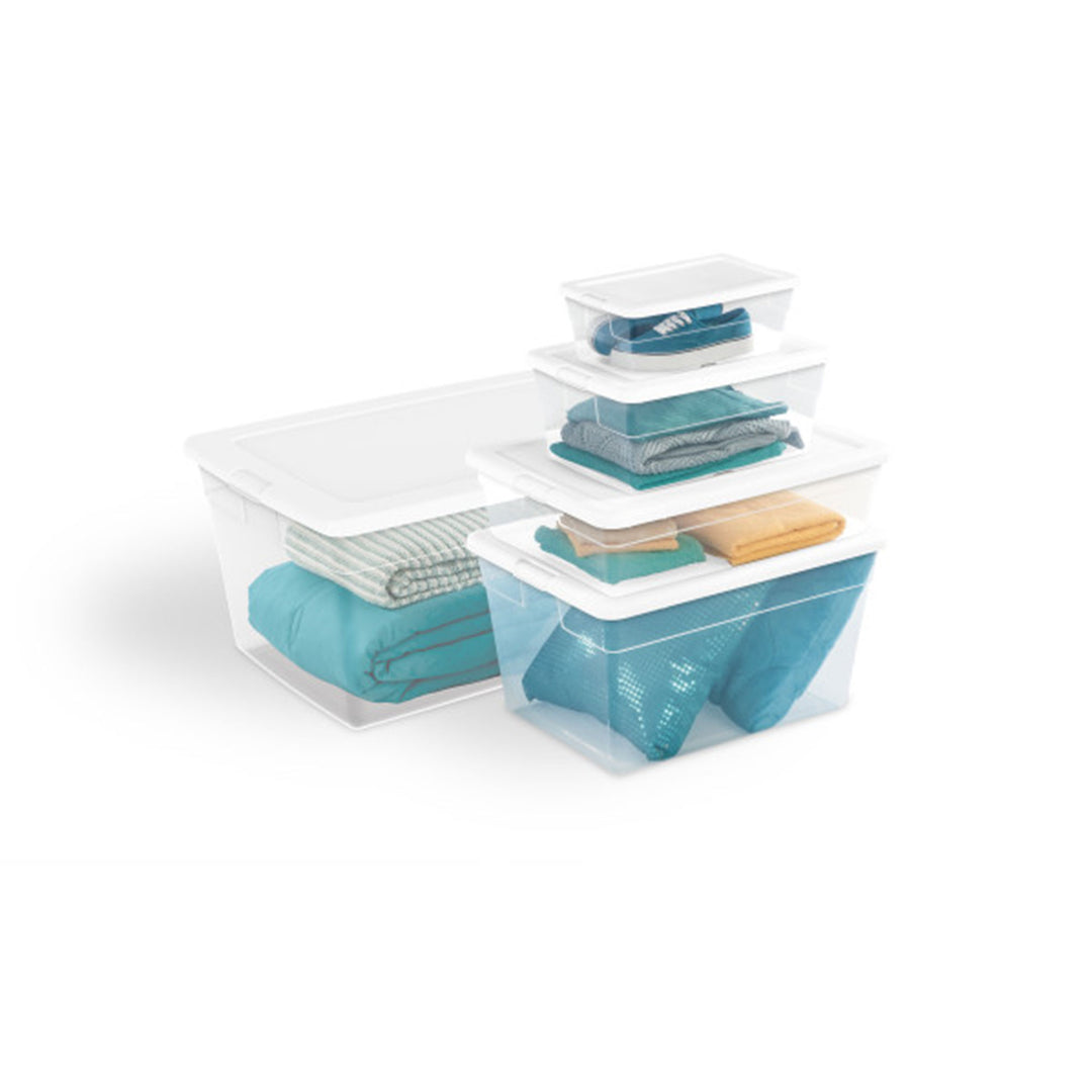 Sterilite 90 Qt Storage Box, Stackable Bin with Lid, Plastic Container, 4 Pack