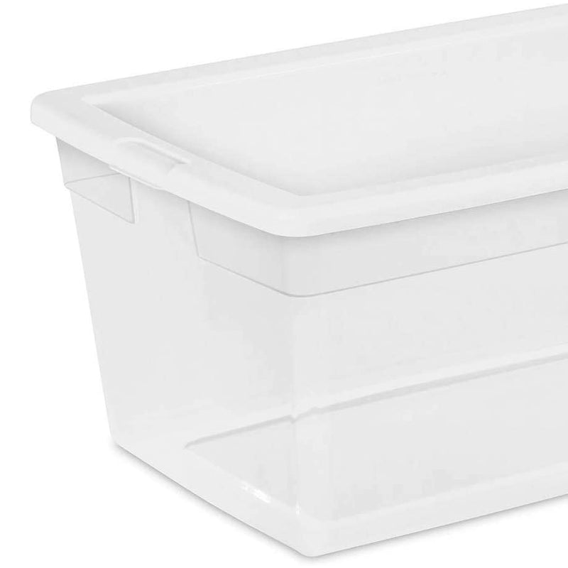 Sterilite 90 Quart Storage Box Container with Clear Base & White Lid, (8 Pack)