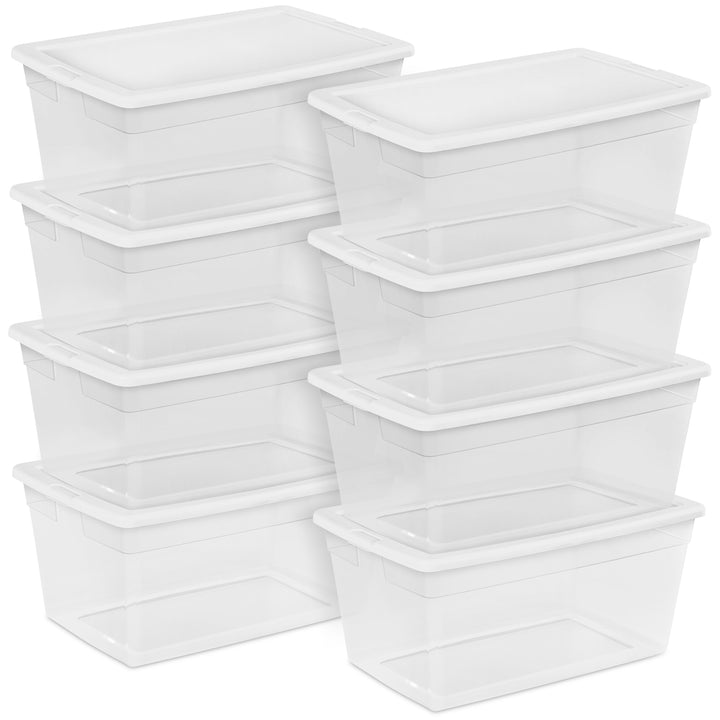 Sterilite 90 Quart Storage Box Container with Clear Base & White Lid, (8 Pack)