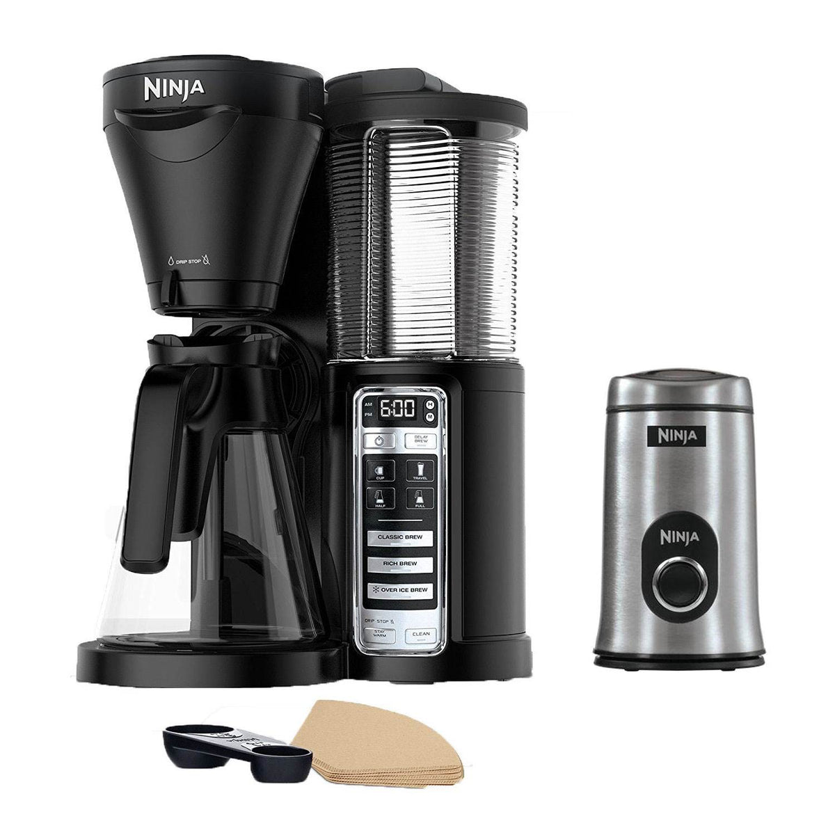 Ninja CF020 One Touch Auto-iQ Coffee Brewer Machine with Coffee Bar Bean Grinder