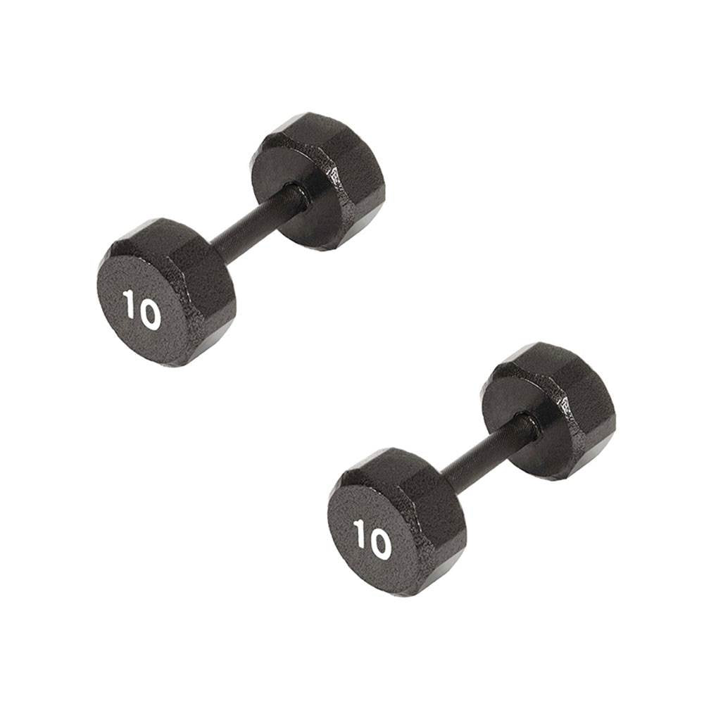 Marcy Pro TSA Hex 10 Pound Iron Home Gym Free Weight Dumbbells, Black (2 Pack)