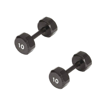 Marcy Pro TSA Hex 10 Pound Iron Home Gym Free Weight Dumbbells, Black (2 Pack)