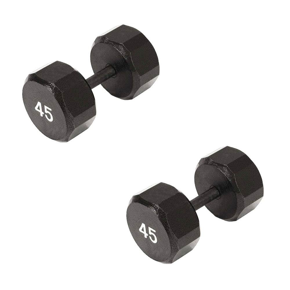Marcy Pro TSA Hex 45 Pound Iron Home Gym Free Weight Dumbbells, Black (2 Pack)
