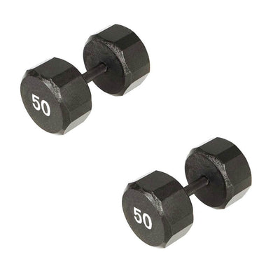 Marcy Pro TSA Hex 50 Pound Iron Home Gym Free Weight Dumbbells, Black (2 Pack)