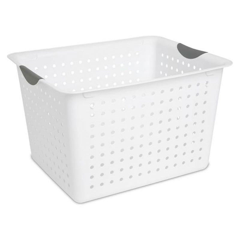 Sterilite Deep Ultra Nesting Plastic Storage Bin Basket Tote, White (12 Pack)