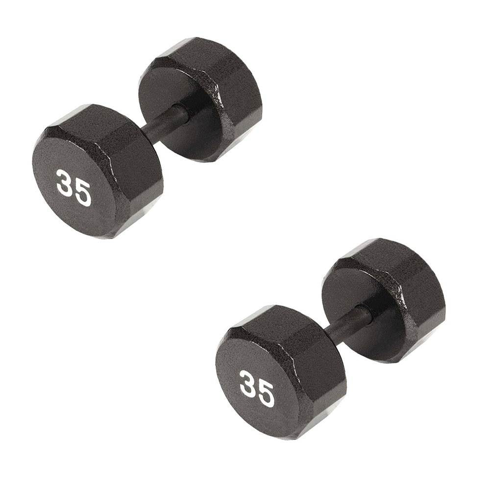 Marcy Pro TSA Hex 35 Pound Iron Home Gym Free Weight Dumbbells, Black (2 Pack)