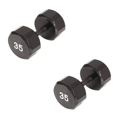 Marcy Pro TSA Hex 35 Pound Iron Home Gym Free Weight Dumbbells, Black (2 Pack)