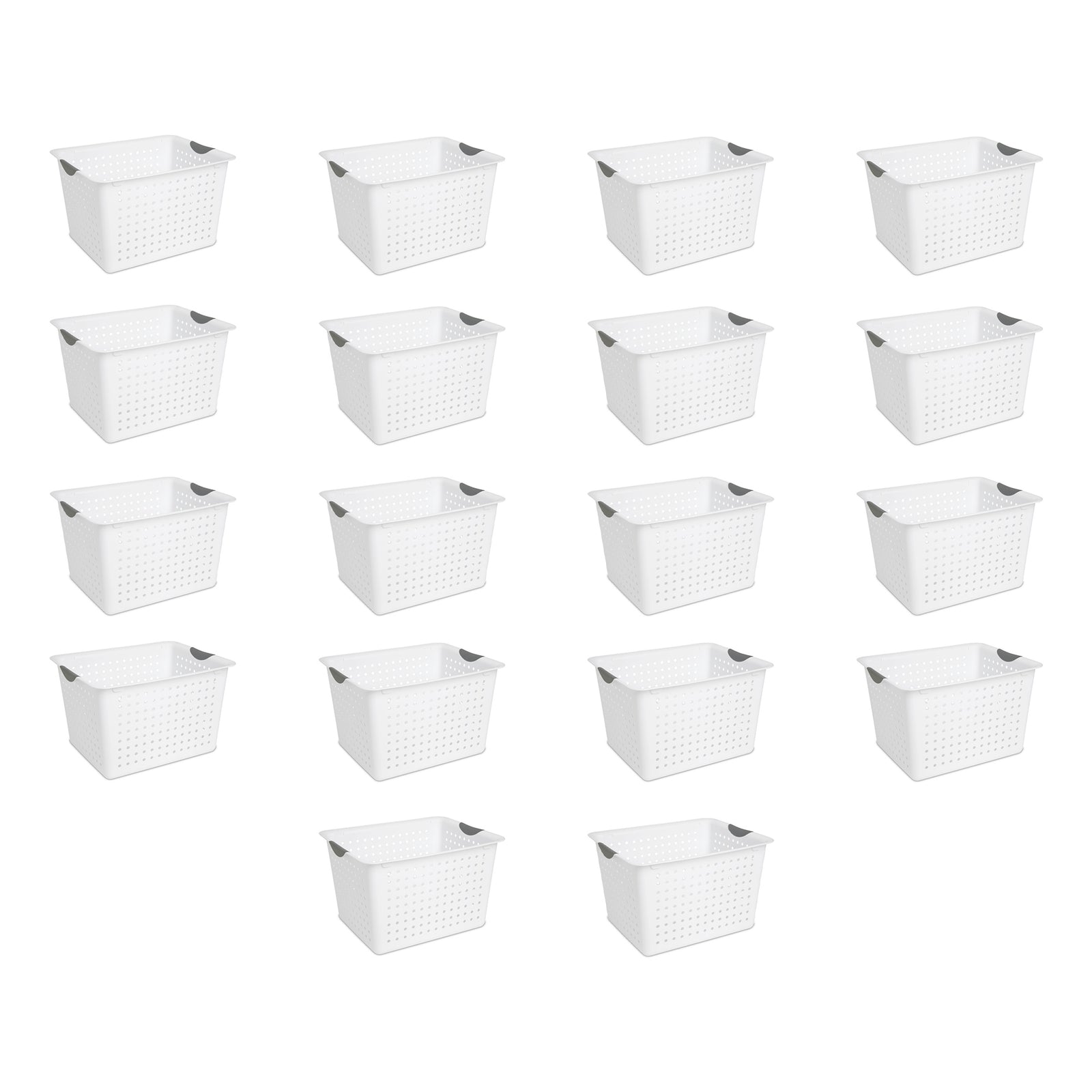 Sterilite Deep Ultra Plastic Storage Bin Organizer Basket with Handles (18 Pack) - VMInnovations