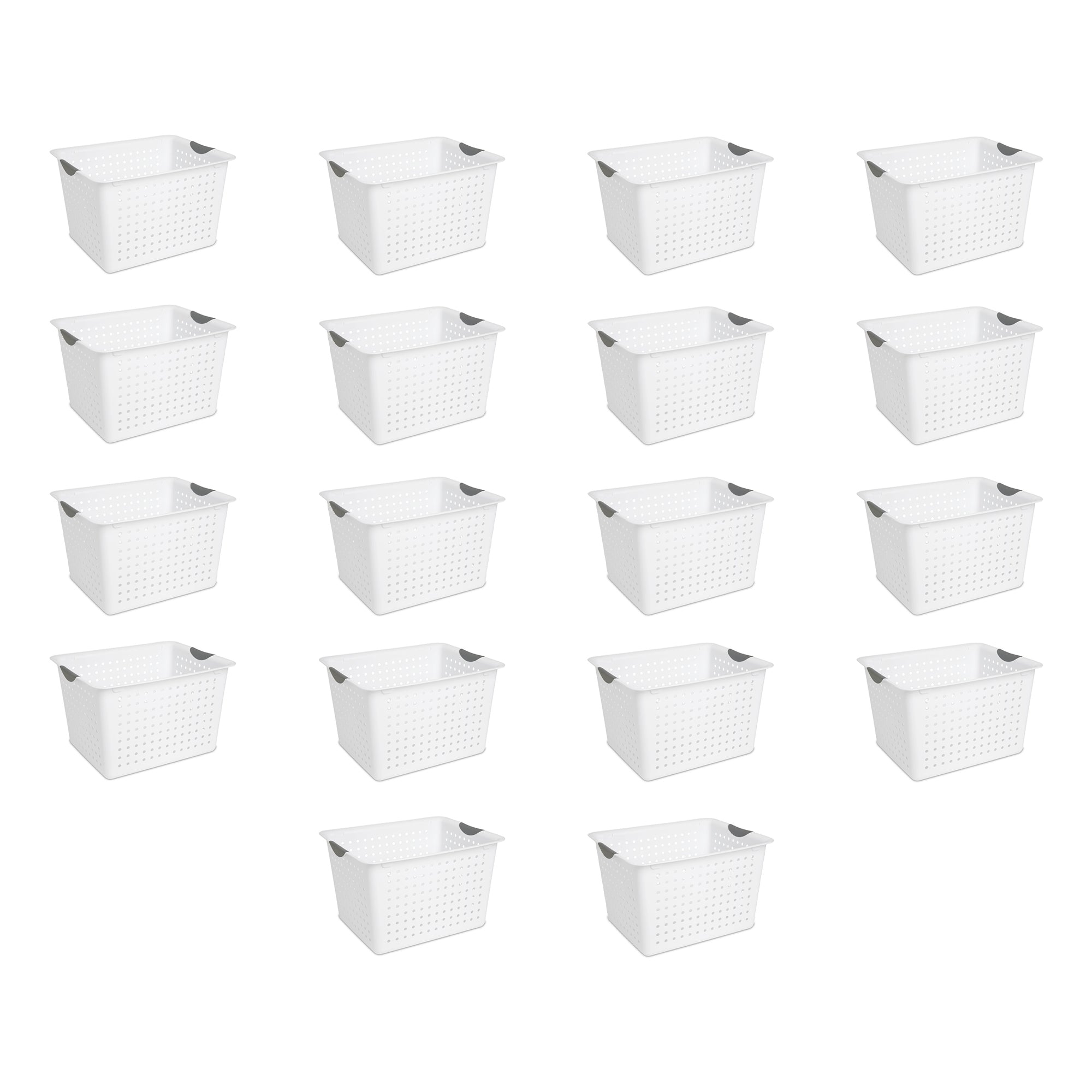 Sterilite Deep Ultra Plastic Storage Bin Organizer Basket with Handles (18 Pack) - VMInnovations
