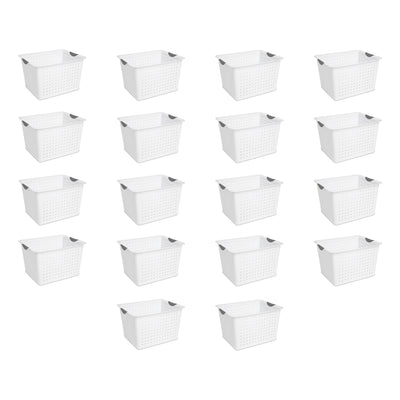 Sterilite Deep Ultra Plastic Storage Bin Organizer Basket with Handles (18 Pack) - VMInnovations
