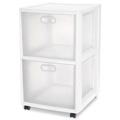 Sterilite Ultra 2 Drawer Filing Storage Cart, Plastic Rolling Organizer, 4 Pack - VMInnovations