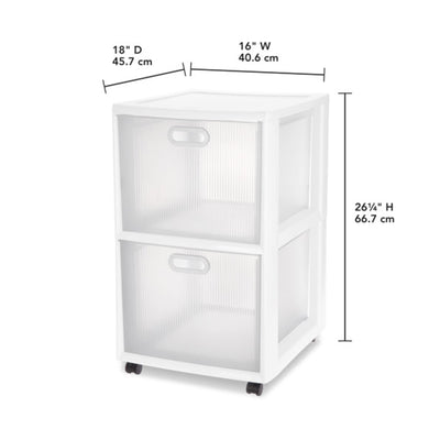 Sterilite Ultra 2 Drawer Filing Storage Cart, Plastic Rolling Organizer, 6 Pack - VMInnovations
