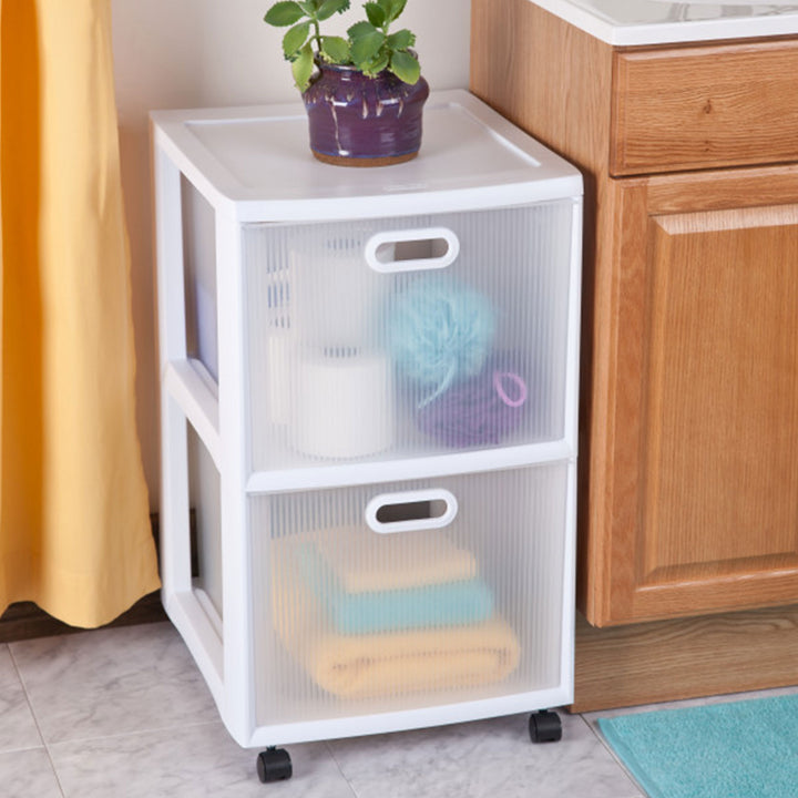 Sterilite Ultra 2 Drawer Filing Storage Cart, Plastic Rolling Organizer, 6 Pack