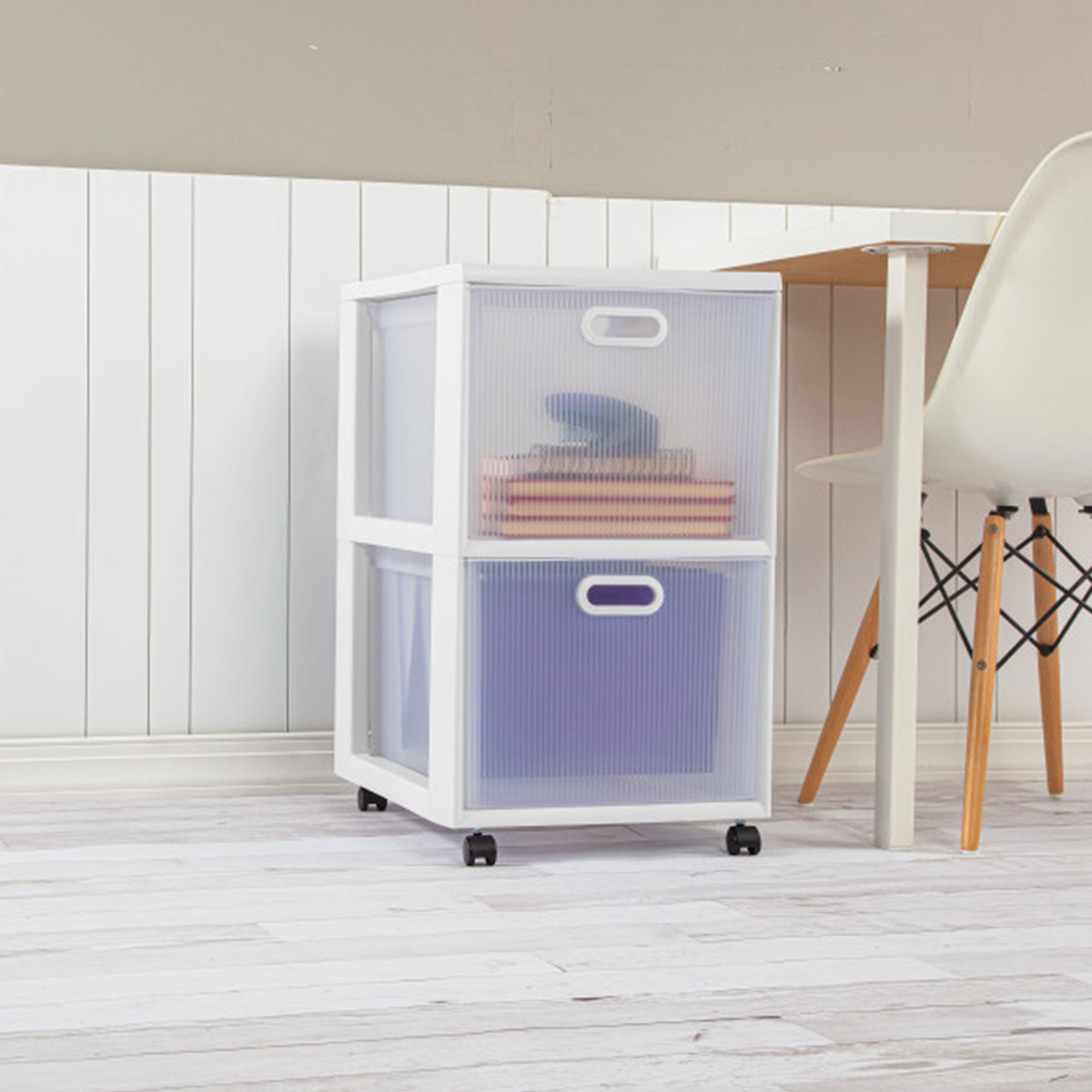 Sterilite Ultra 2 Drawer Filing Storage Cart, Plastic Rolling Organizer, 6 Pack - VMInnovations