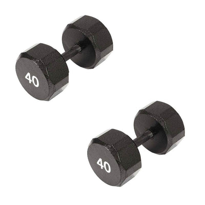 Marcy Pro TSA Hex 40 Pound Iron Home Gym Free Weight Dumbbells, Black (2 Pack)