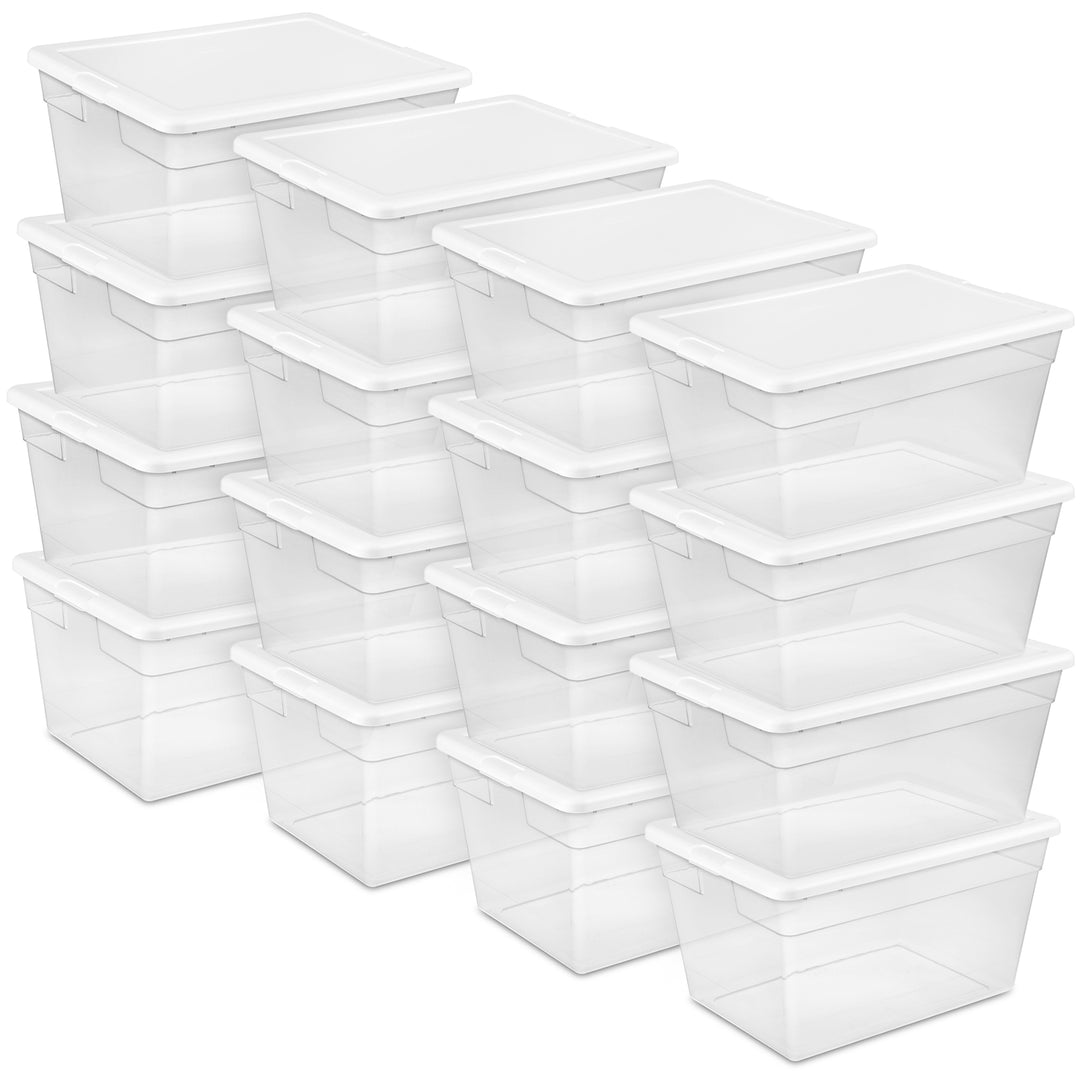 Sterilite 56 Quart Clear Plastic Storage Container Box and Latching Lid, 16 Pack