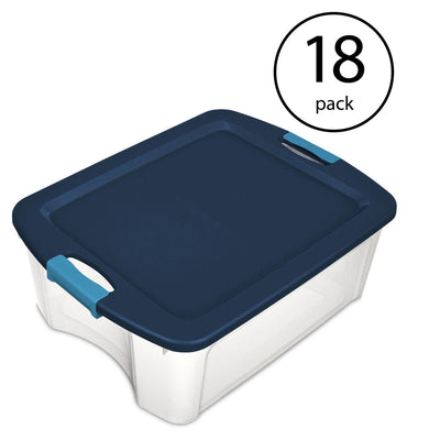 Sterilite 12 Gallon Latch and Carry Storage Tote Box Container, Clear  (18 Pack) - VMInnovations