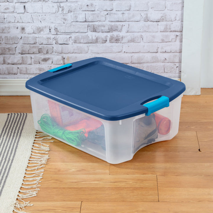 Sterilite 12 Gal Latch and Carry Stackable Storage Bin with Latching Lid, 6 Pack