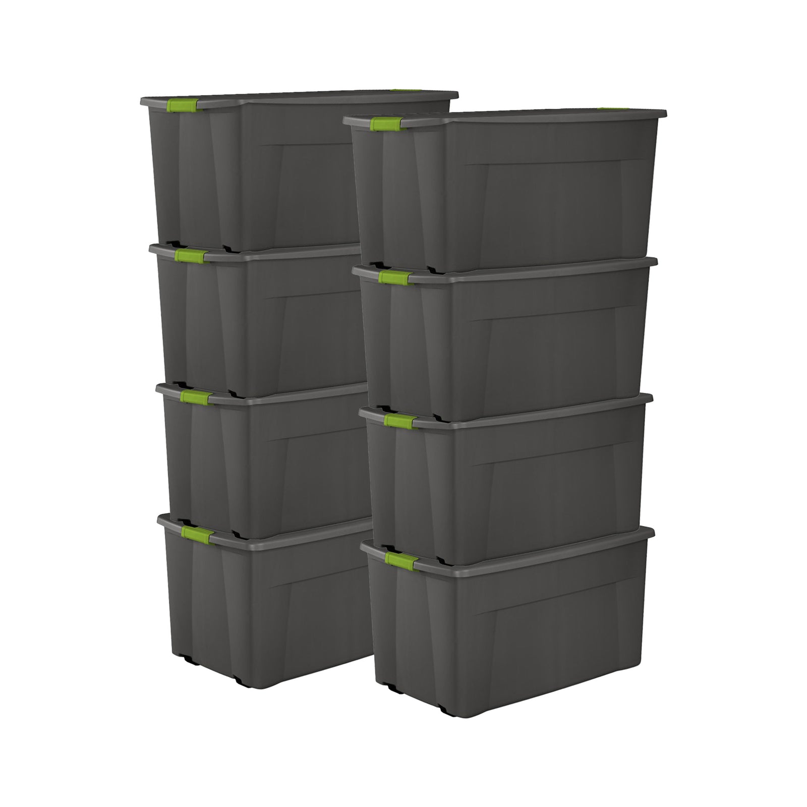 Sterilite 45 Gallon Plastic Stackable Storage Tote w/ Lid & Wheels, Grey, 8 Pack - VMInnovations