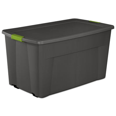 Sterilite 45 Gallon Plastic Stackable Storage Tote w/ Lid & Wheels, Grey, 8 Pack