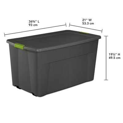 Sterilite Large 45 Gal Wheeled Latching Storage Bin Tote, Gray/Green (4 Pack)