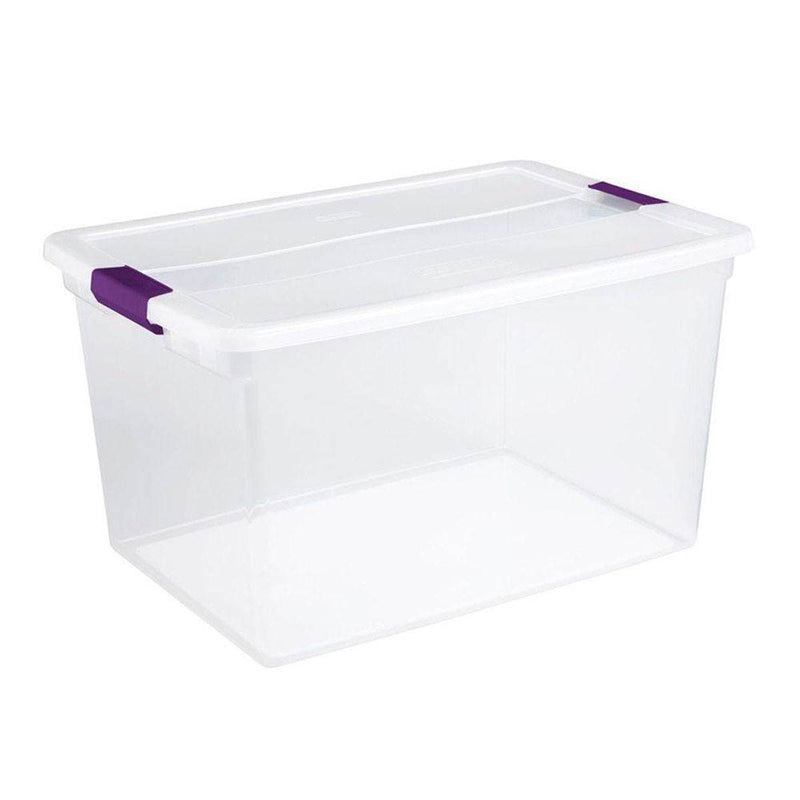 Sterilite 66 Quart Clear Plastic Latching Handle Storage Container Tote, 12 Pack - VMInnovations