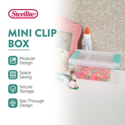 Sterilite Plastic Mini Clip Storage Box Container with Latching Lid, 30 Pack