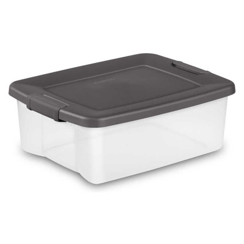 Sterilite 25 Qt. Shelf Tote Driftwood Lid Clear Base w/Platinum Latches(36 Pack)